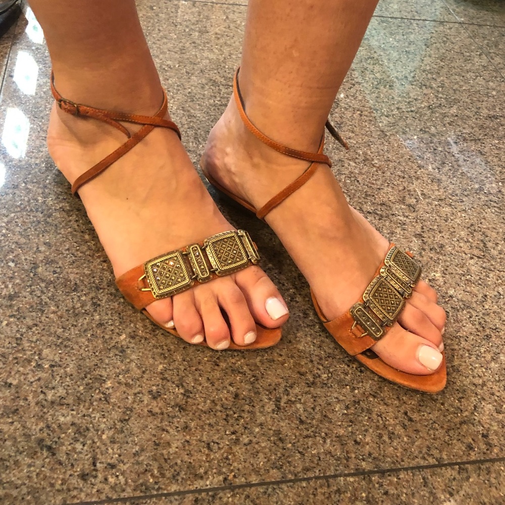 Orange suede rich jewel  sandal Jessica Bennett